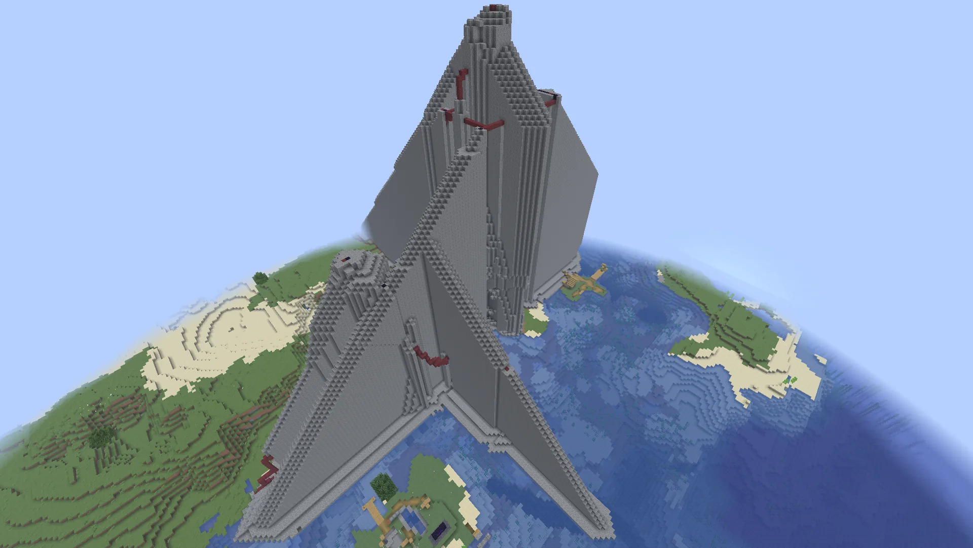 The developing spawn area on the Amogus.be Minecraft server