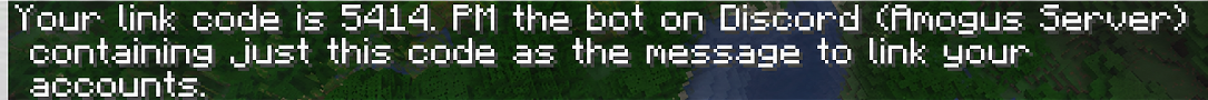 Minecraft message containing a four-digit Discord linking code